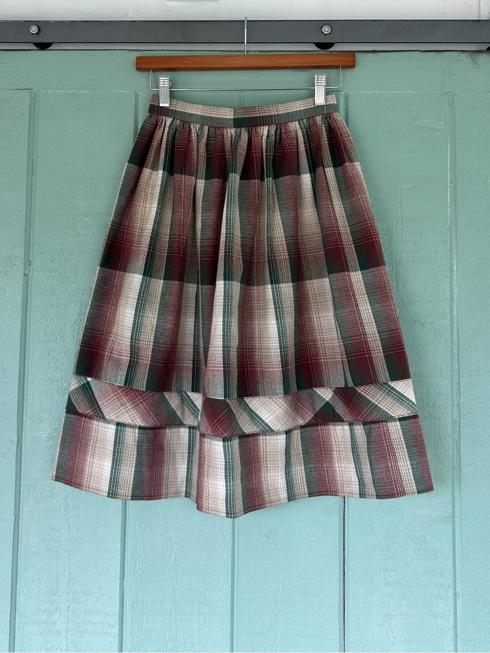 70s Vtg Preppy Plaid Midi Skirt 24 0 XS Womens USA Union Made Dark Academia